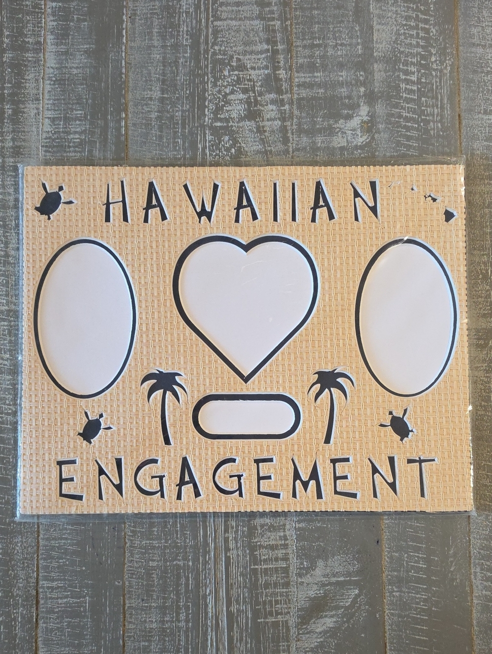 HAWAIIAN ENGAGEMENT Window Photo Mat 14" X 11" Authentic Hawaii, Islands Turtle